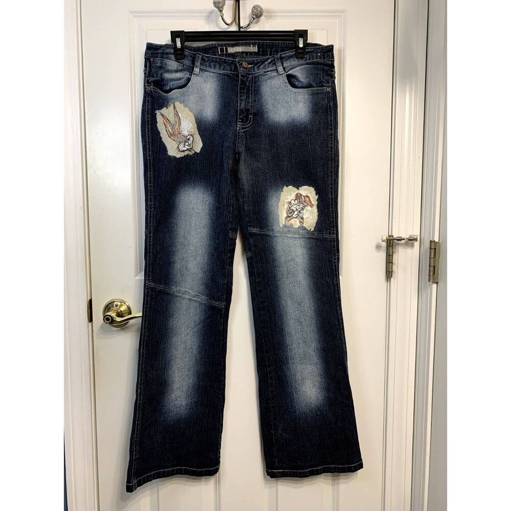 Lot 29 Vintage 90s Y2K Looney Tunes Bugs Bunny Low Rise Jeans Size 11
